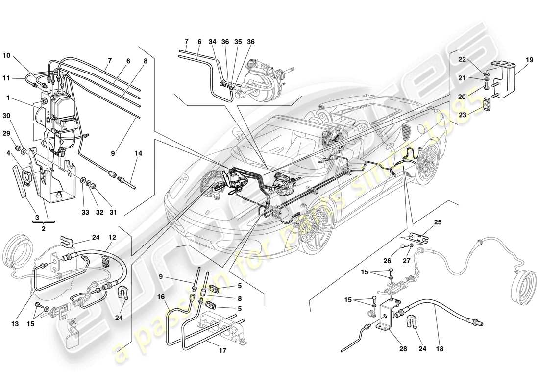 Ferrari F430 Spider (Europe) Brake System Part Diagram
