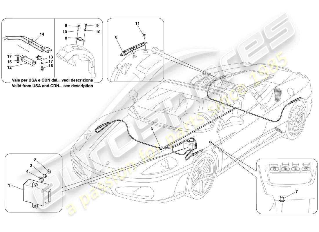 Ferrari F430 Spider (Europe) TYRE PRESSURE MONITORING SYSTEM Part Diagram