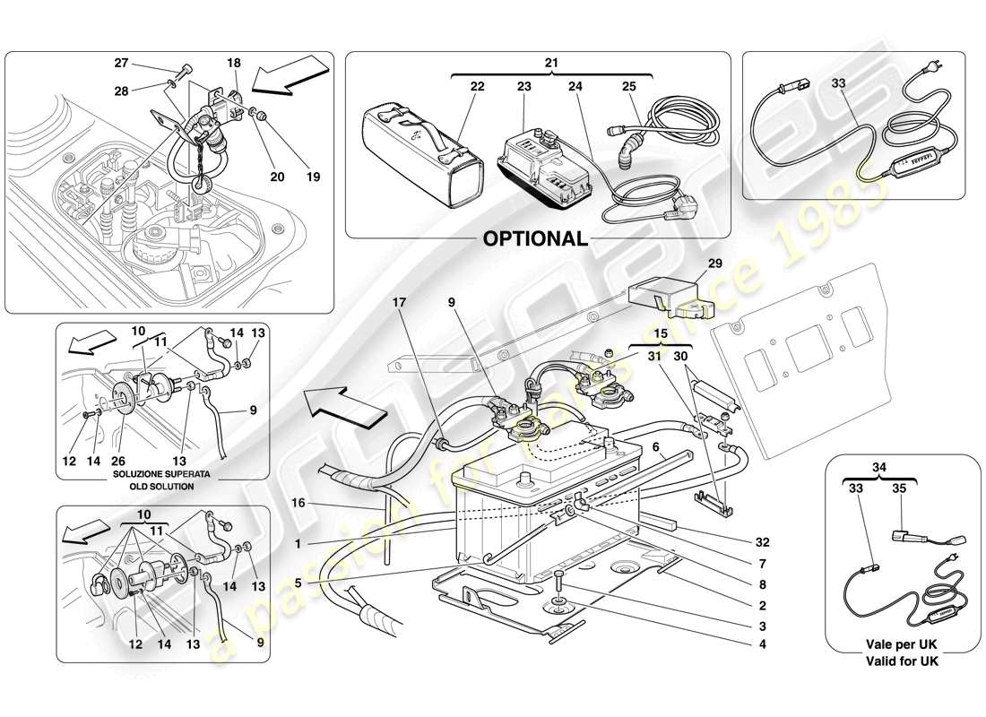 Ferrari F430 Spider (Europe) Battery Part Diagram
