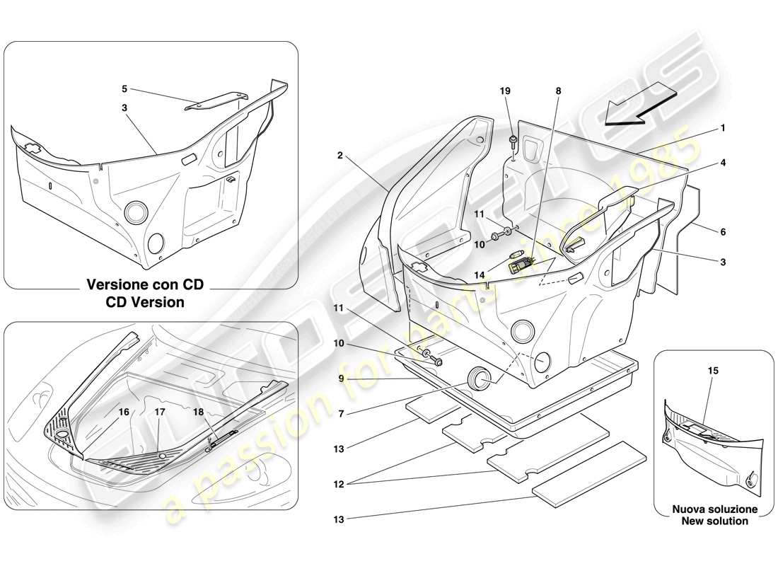 Ferrari F430 Spider (Europe) FRONT COMPARTMENT TRIM Part Diagram