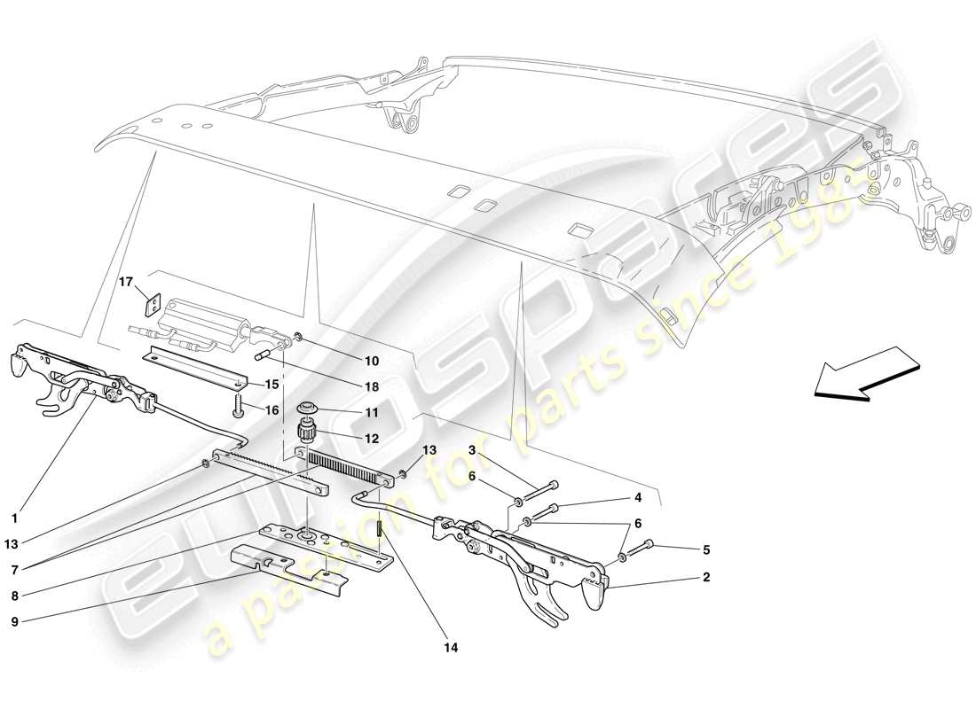 Ferrari F430 Spider (Europe) FRONT ROOF LATCH Part Diagram