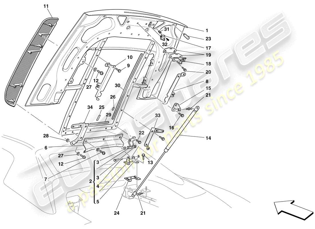 Ferrari F430 Spider (Europe) ENGINE COMPARTMENT LID Part Diagram