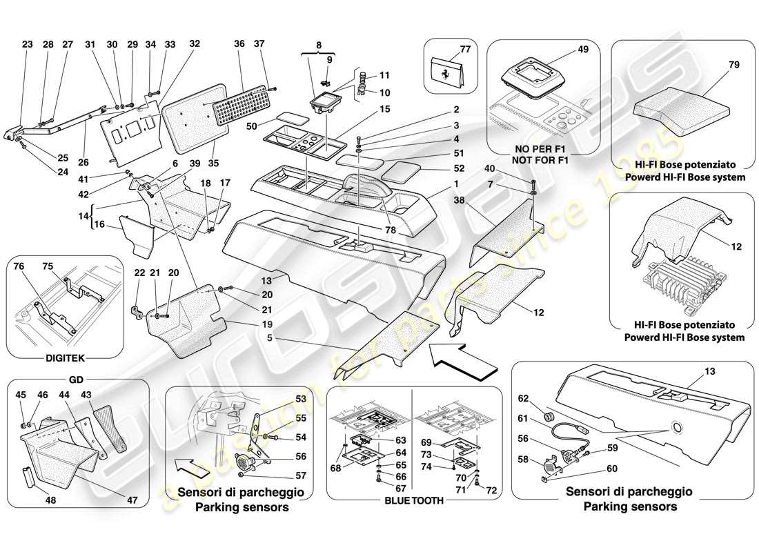 Ferrari F430 Spider (Europe) TUNNEL - SUBSTRUCTURE AND ACCESSORIES Part Diagram