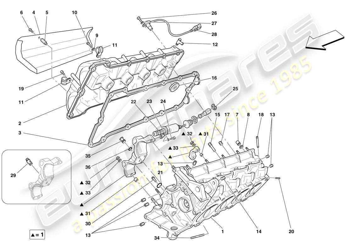 Ferrari F430 Spider (RHD) right hand cylinder head Part Diagram