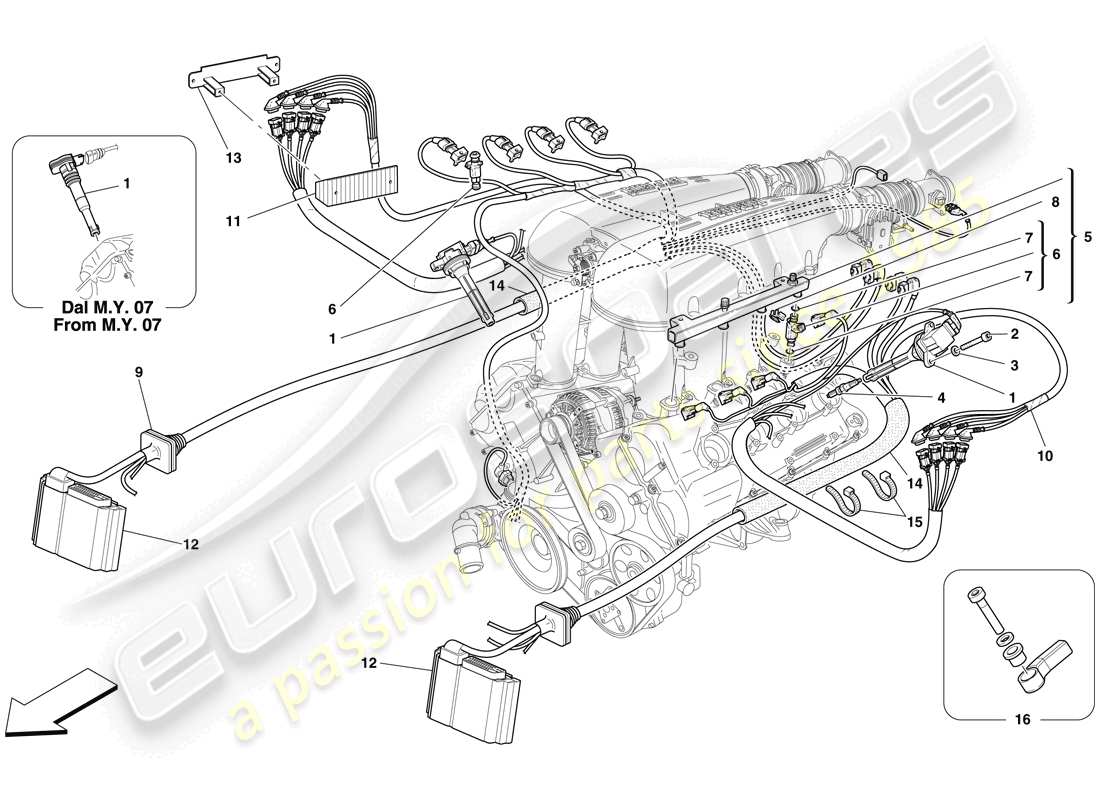 Ferrari F430 Spider (RHD) injection - ignition system Part Diagram