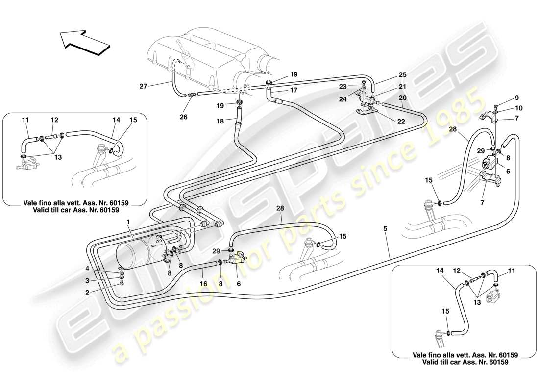 Ferrari F430 Spider (RHD) pneumatic actuator system Part Diagram