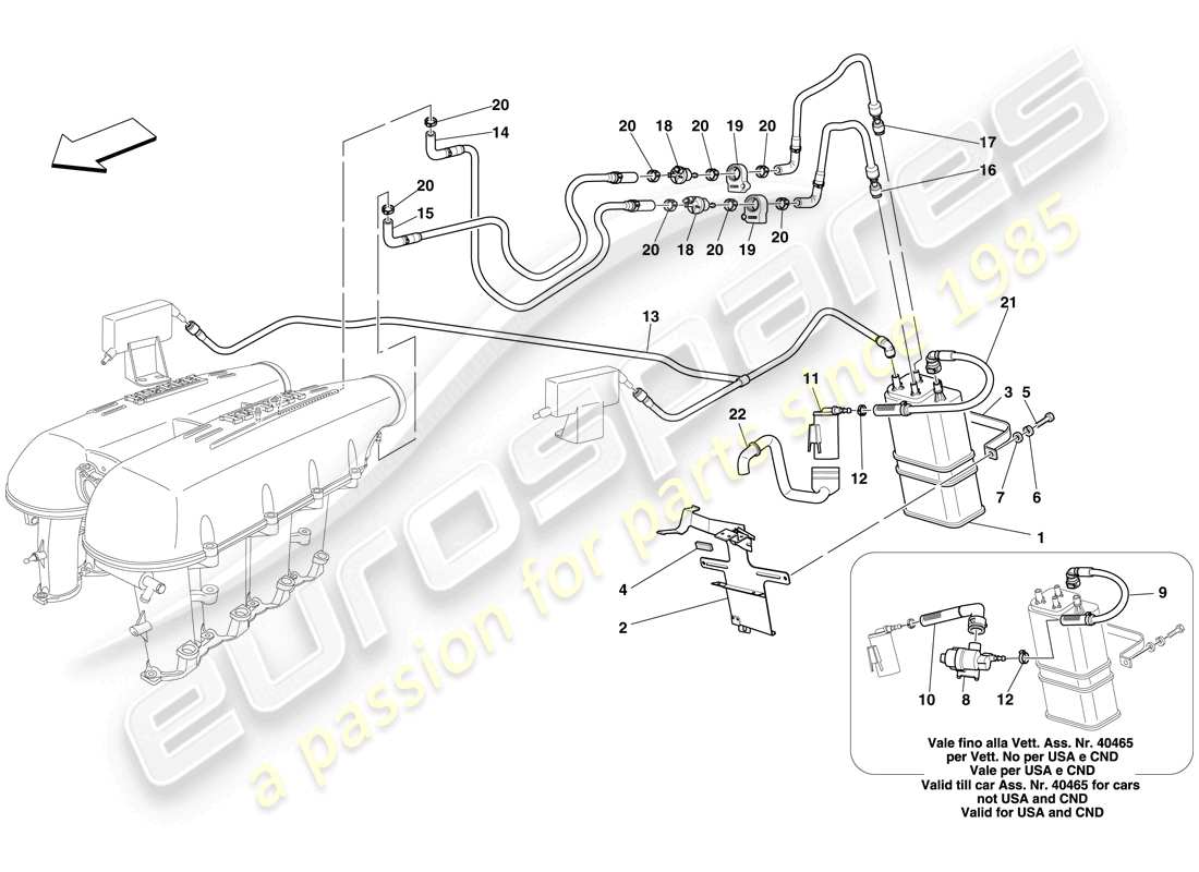 Ferrari F430 Spider (RHD) evaporative emissions control system Part Diagram