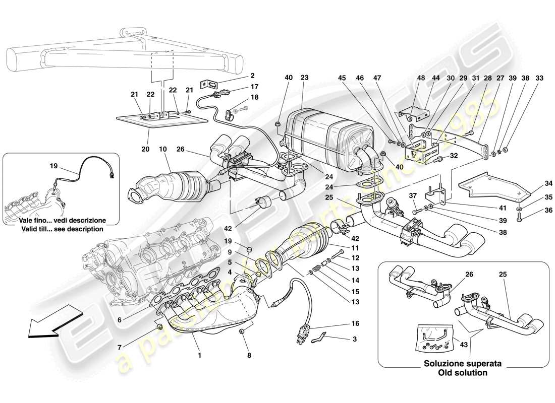 Ferrari F430 Spider (RHD) racing exhaust system Part Diagram