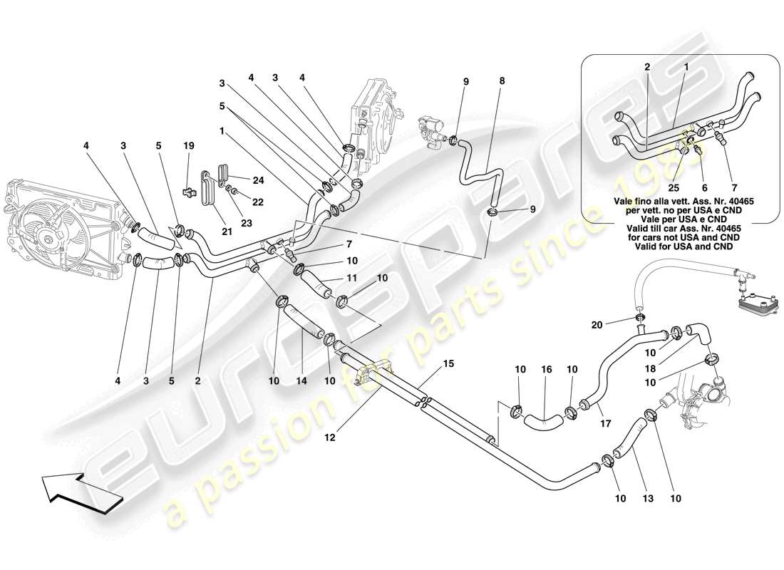 Ferrari F430 Spider (RHD) Cooling System Part Diagram