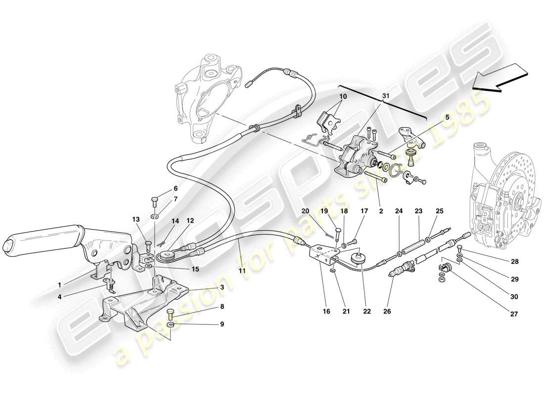 Ferrari F430 Spider (RHD) PARKING BRAKE CONTROL Part Diagram