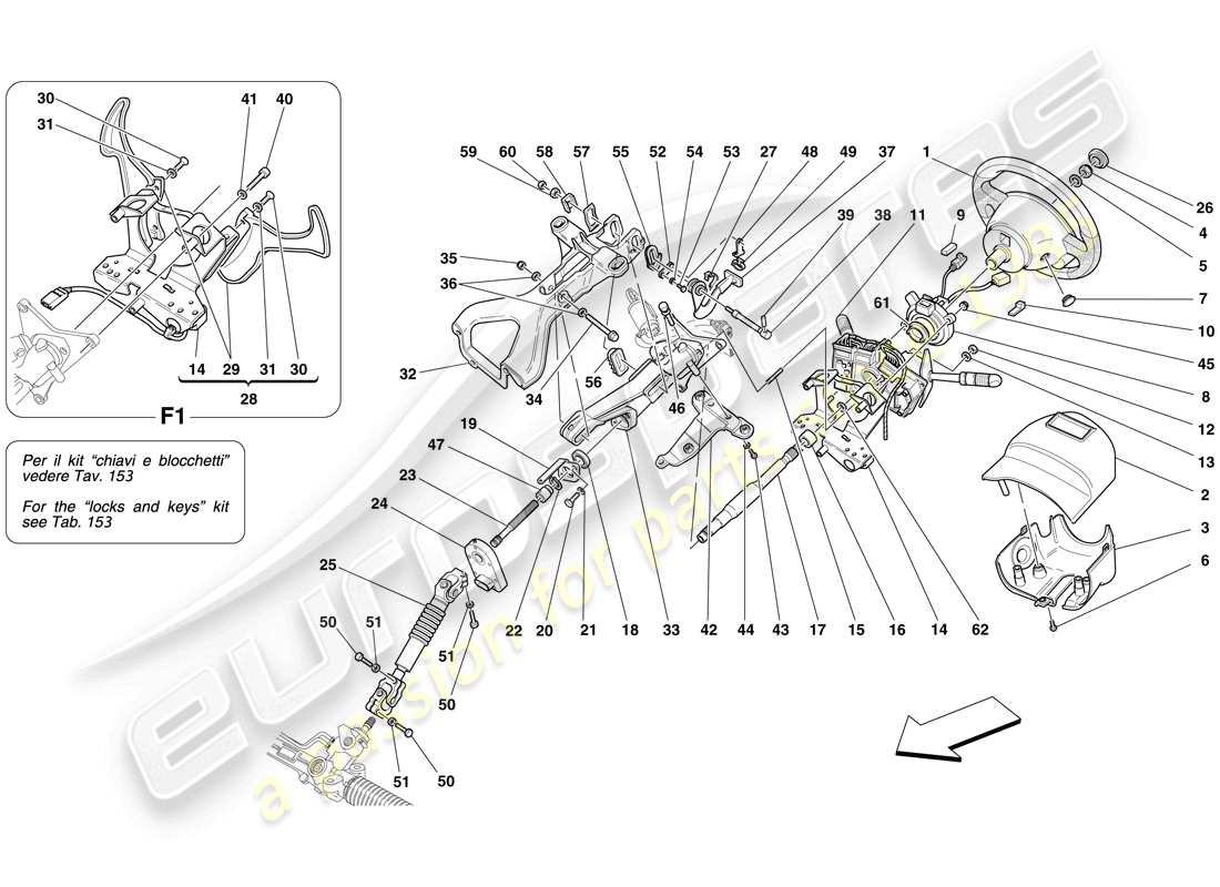 Ferrari F430 Spider (RHD) Steering Control Part Diagram