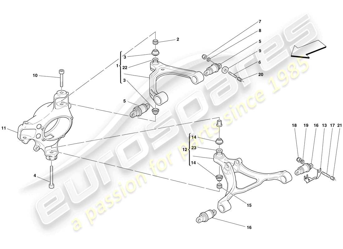 Ferrari F430 Spider (RHD) FRONT SUSPENSION - ARMS Part Diagram