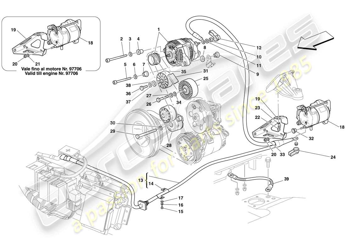 Ferrari F430 Spider (RHD) ALTERNATOR - STARTER MOTOR Part Diagram