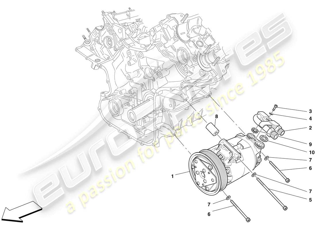 Ferrari F430 Spider (RHD) AC SYSTEM COMPRESSOR Part Diagram