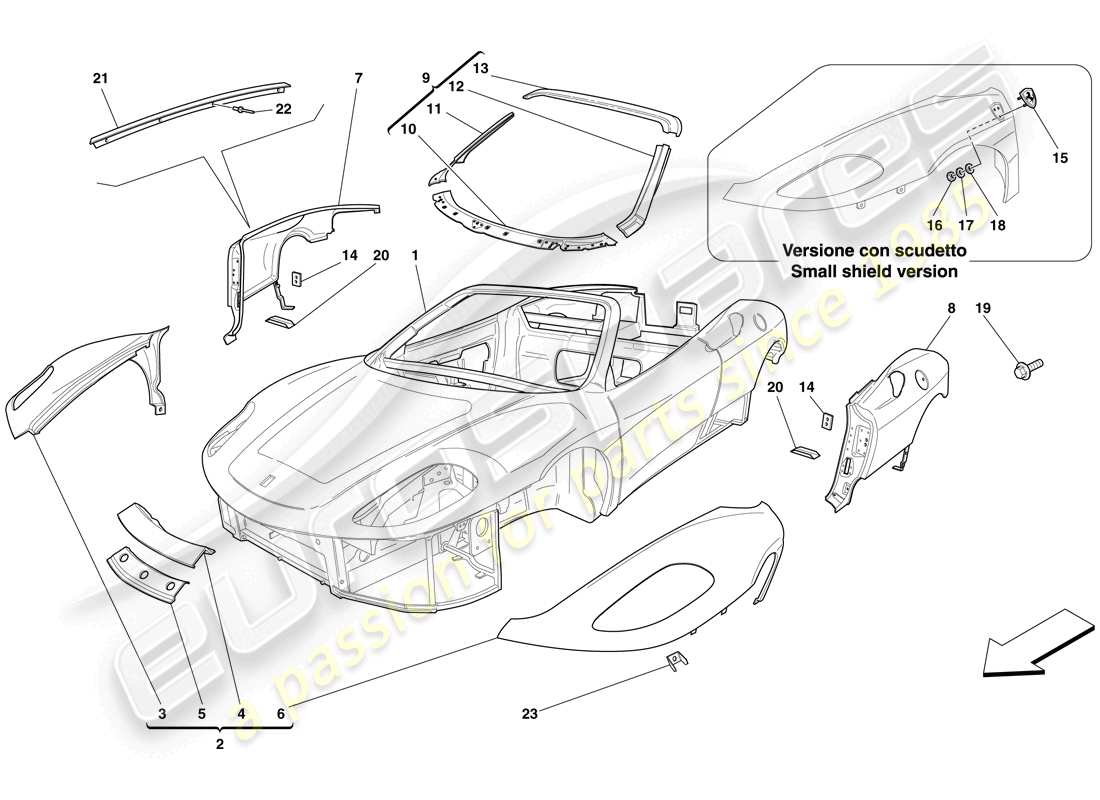 Ferrari F430 Spider (RHD) BODYSHELL - EXTERNAL TRIM Part Diagram