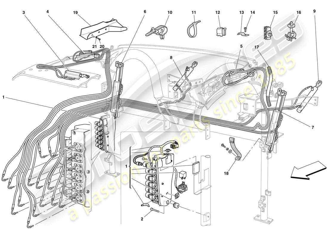 Ferrari F430 Spider (RHD) HYDRAULIC SYSTEM AND ELECTROHYDRAULIC PUMP UNIT Part Diagram