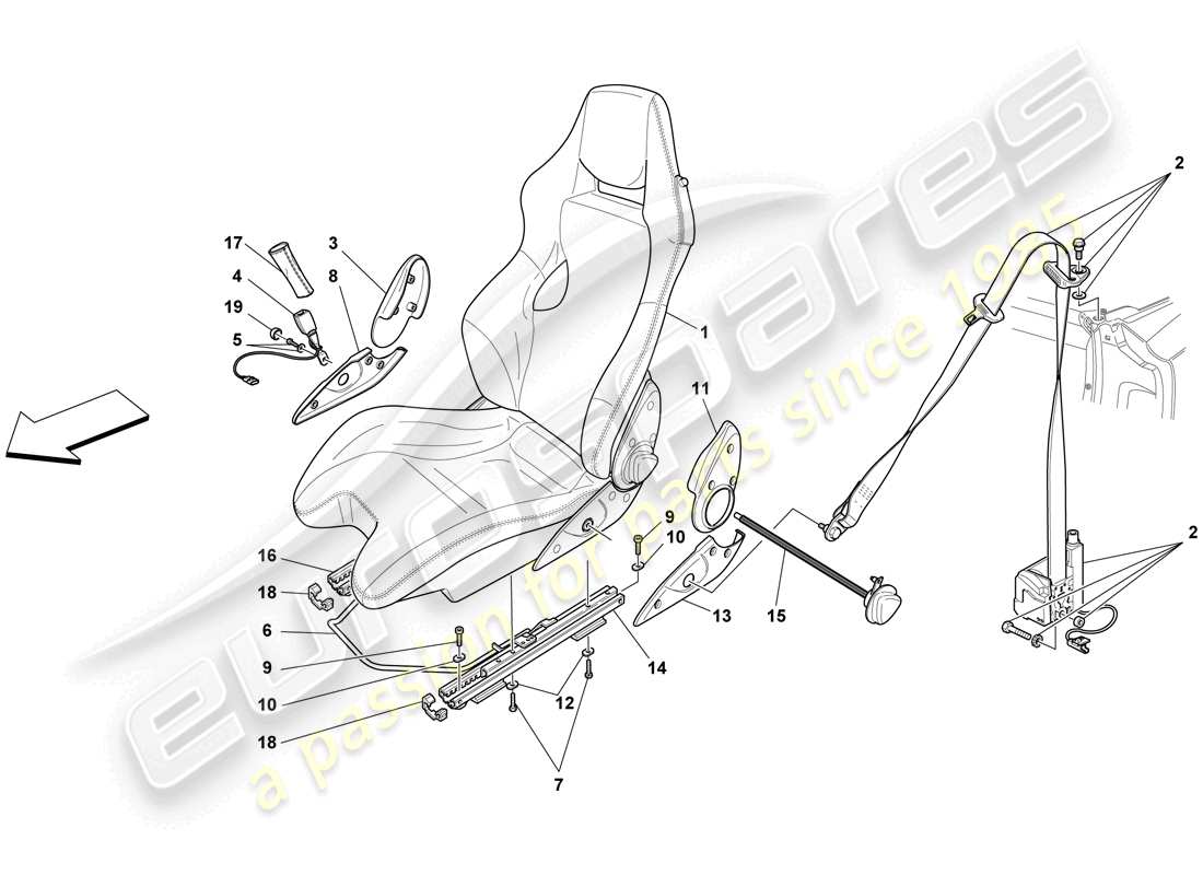 Ferrari F430 Spider (RHD) racing seat- optional Part Diagram