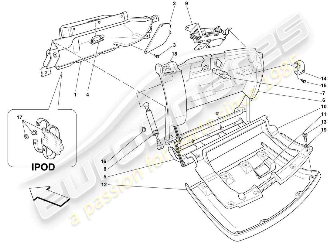 Ferrari F430 Spider (RHD) GLOVE COMPARTMENT Part Diagram