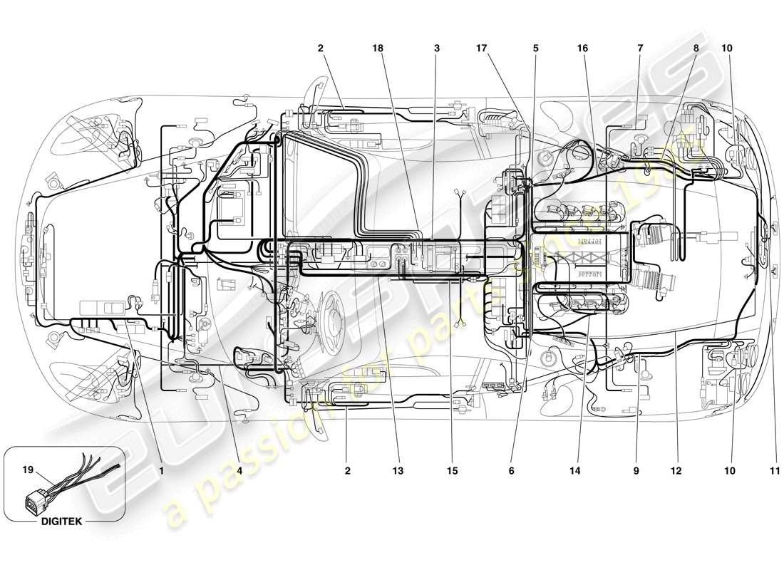 Ferrari F430 Spider (RHD) electrical system Part Diagram