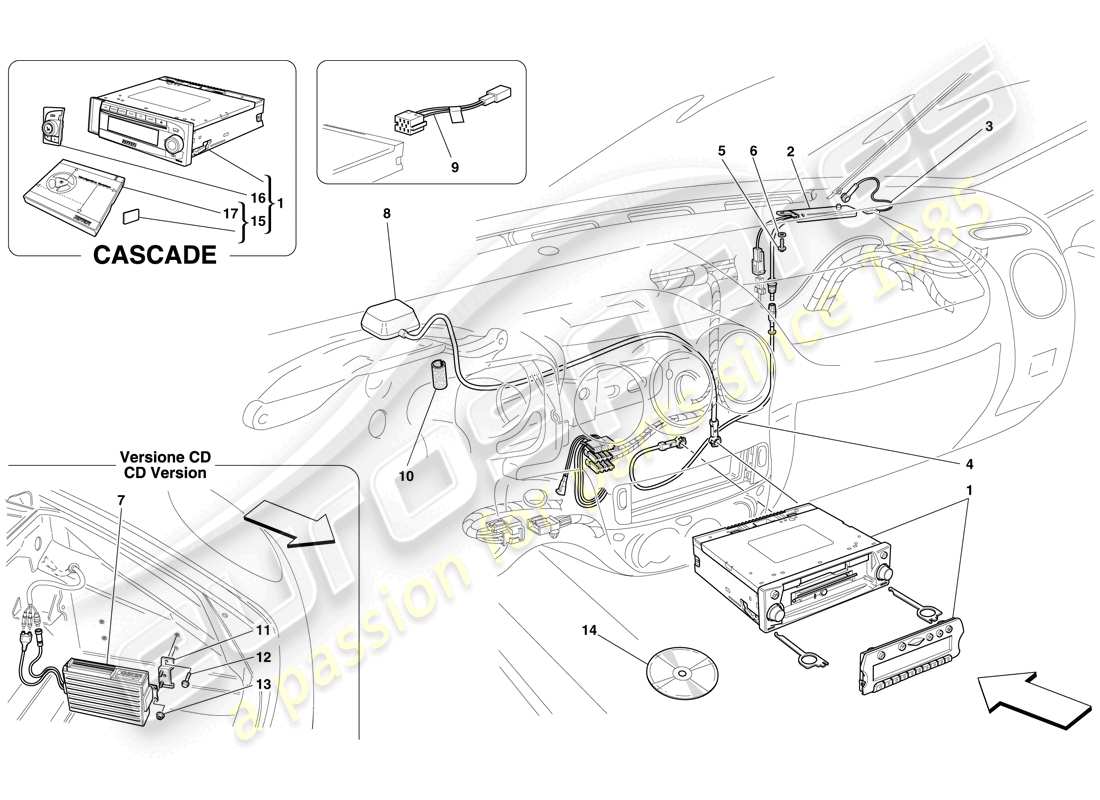 Ferrari F430 Spider (RHD) HI-FI SYSTEM Part Diagram