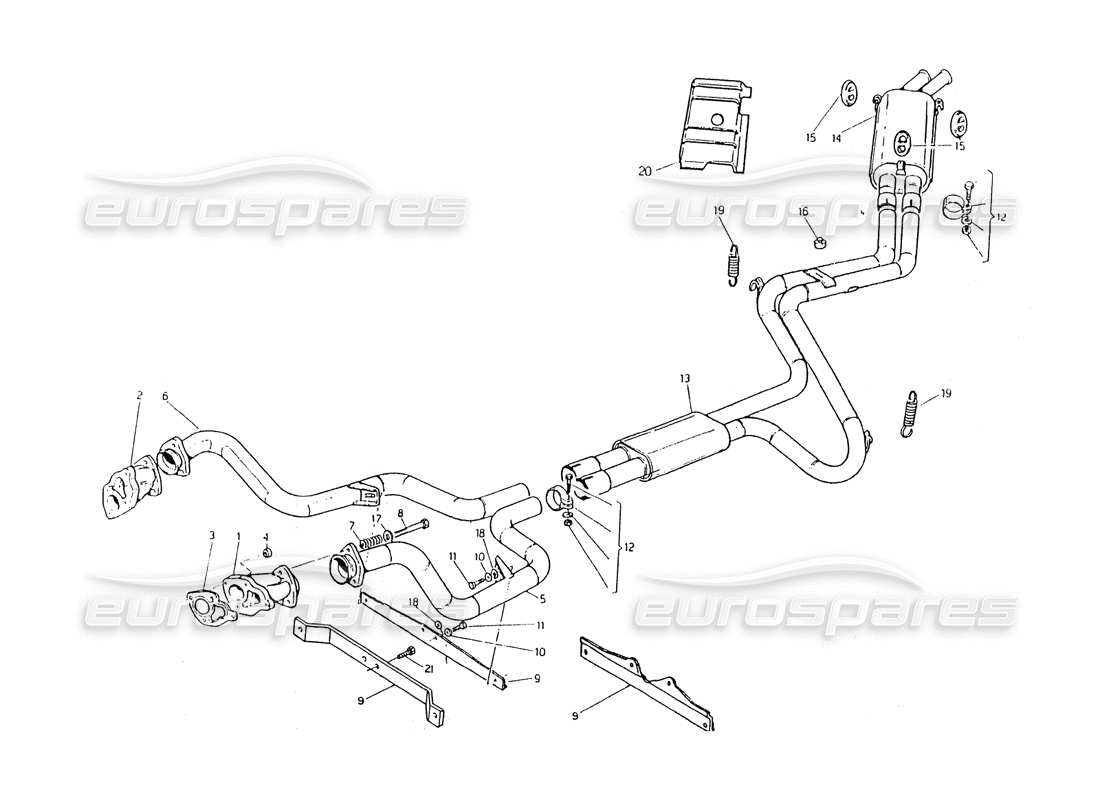 Maserati 418 / 4.24v / 430 Exhaust System, 2000 3V Part Diagram