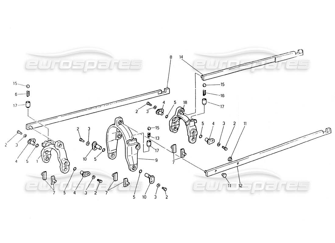 Maserati 418 / 4.24v / 430 Gearbox, ZF-External Controls Part Diagram