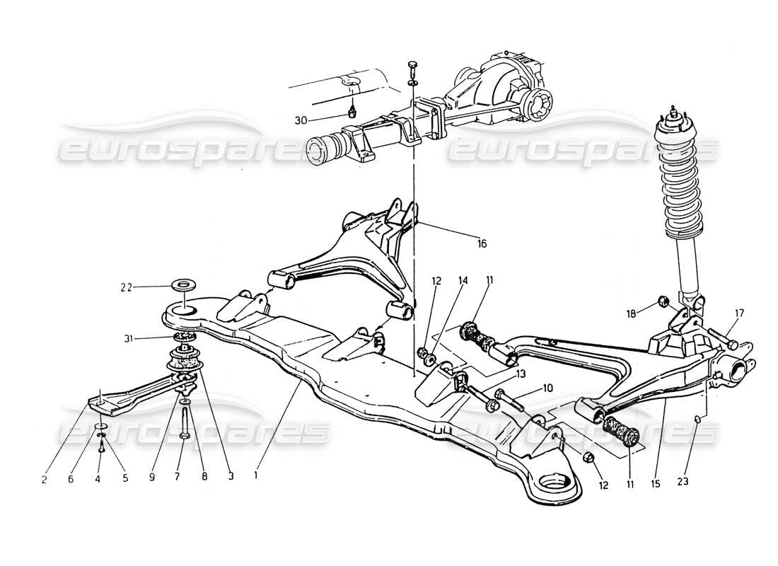 Maserati 418 / 4.24v / 430 Rear Suspension Part Diagram