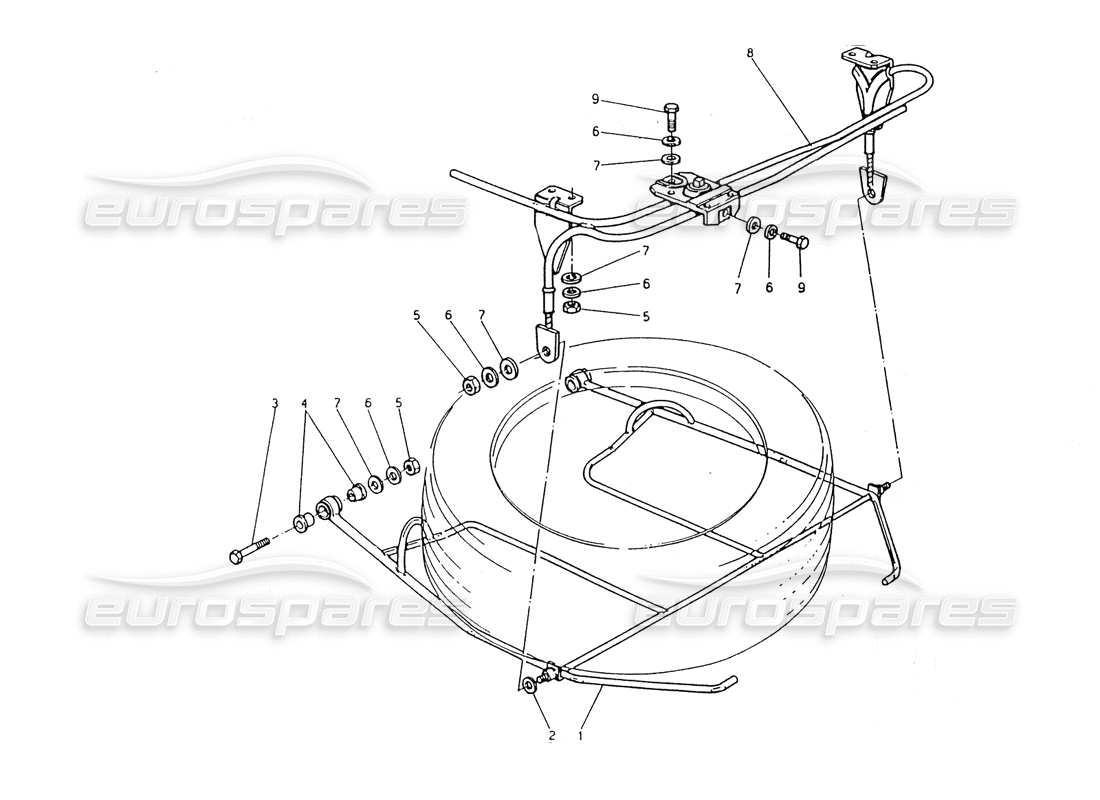 Maserati 418 / 4.24v / 430 SPARE WHEEL HOUSING Part Diagram