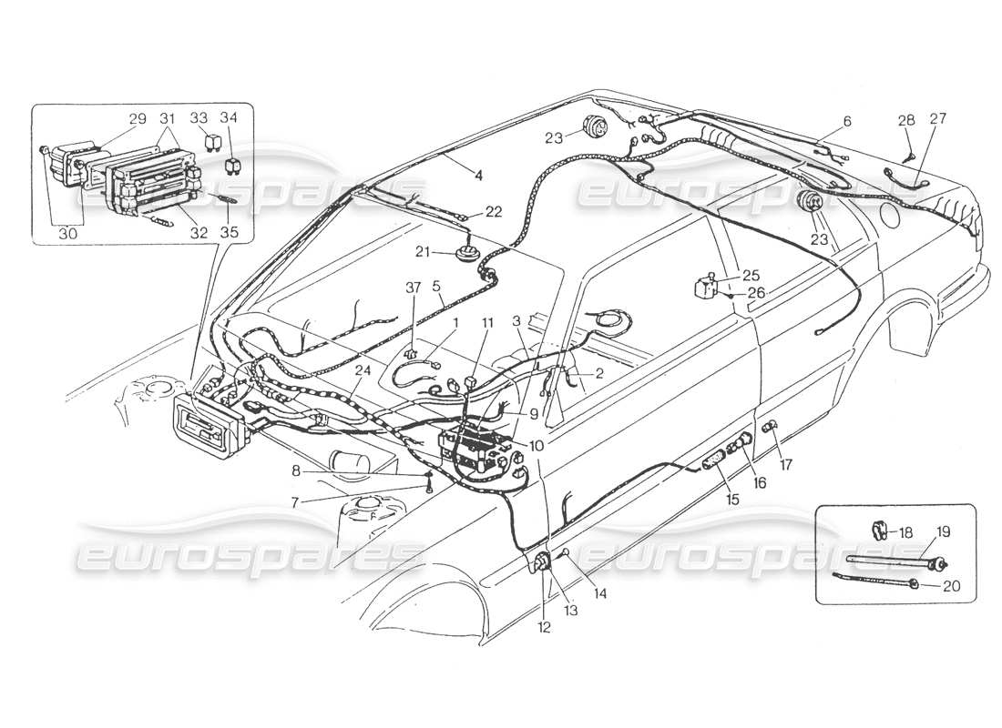 Maserati 418 / 4.24v / 430 Passenger Comp. Electr. System,RH Steer. Part Diagram