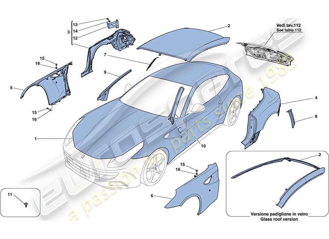 Ferrari FF (Europe) BODYSHELL - EXTERNAL TRIM Part Diagram