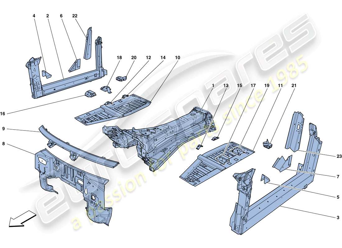 Ferrari FF (Europe) STRUCTURES AND ELEMENTS, CENTRE OF VEHICLE Part Diagram