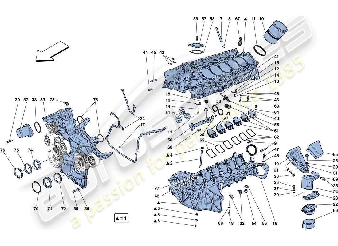 Ferrari FF (RHD) crankcase Part Diagram
