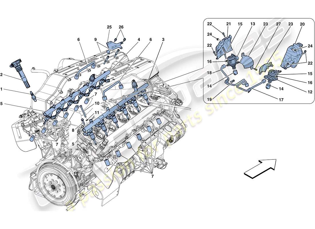 Ferrari FF (RHD) injection - ignition system Part Diagram