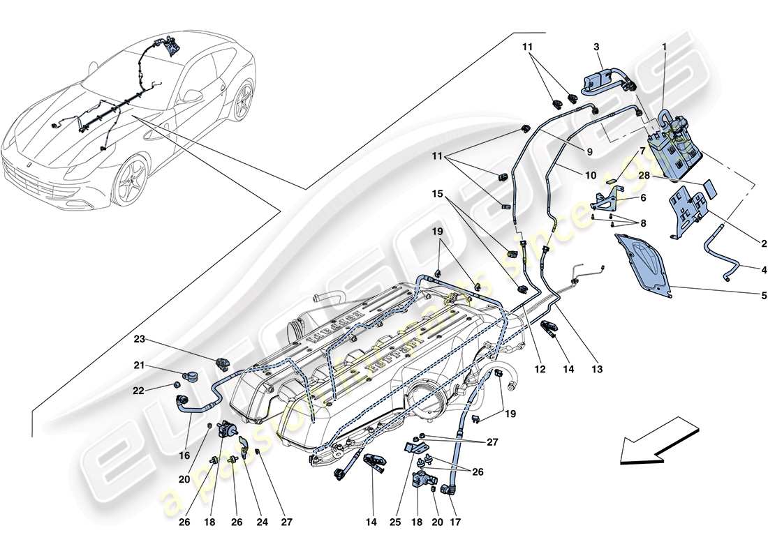 Ferrari FF (RHD) evaporative emissions control system Part Diagram