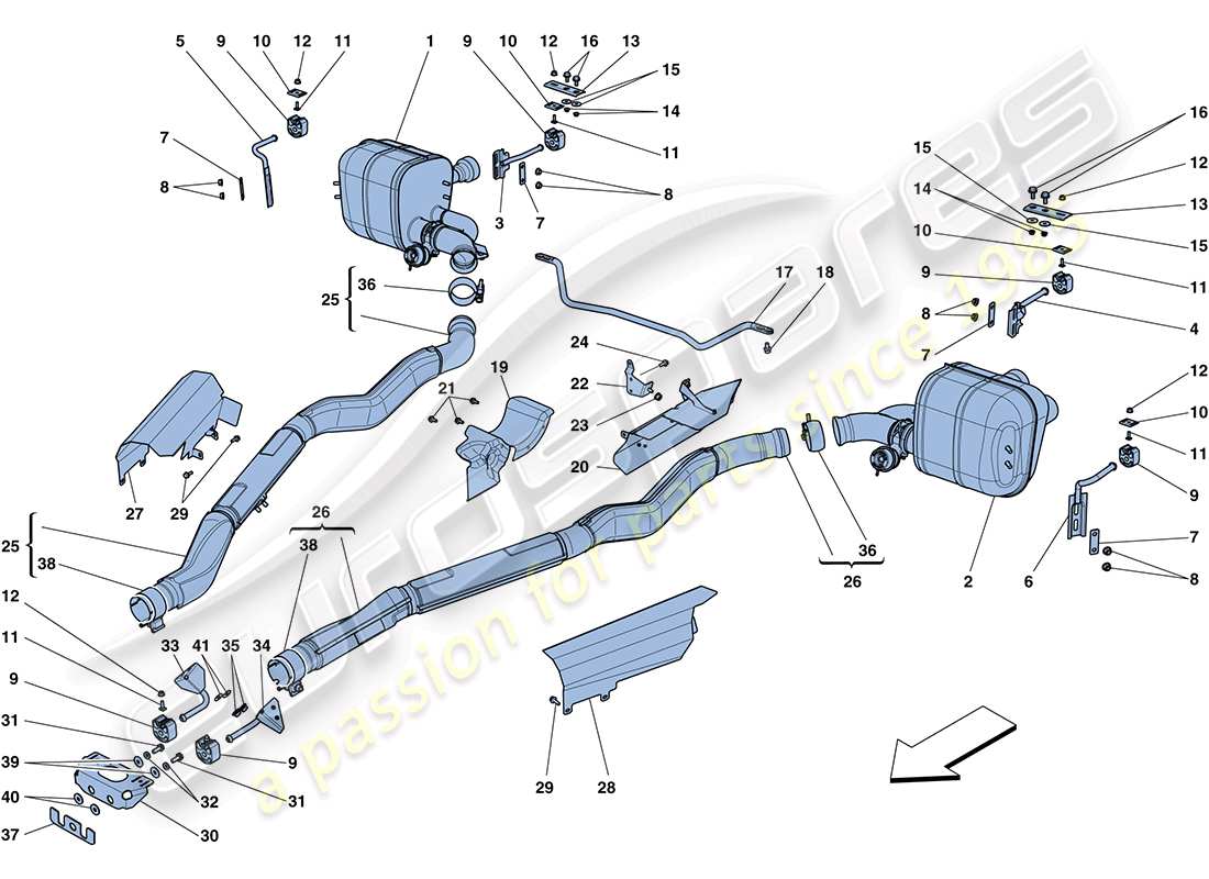 Ferrari FF (RHD) silencers Part Diagram