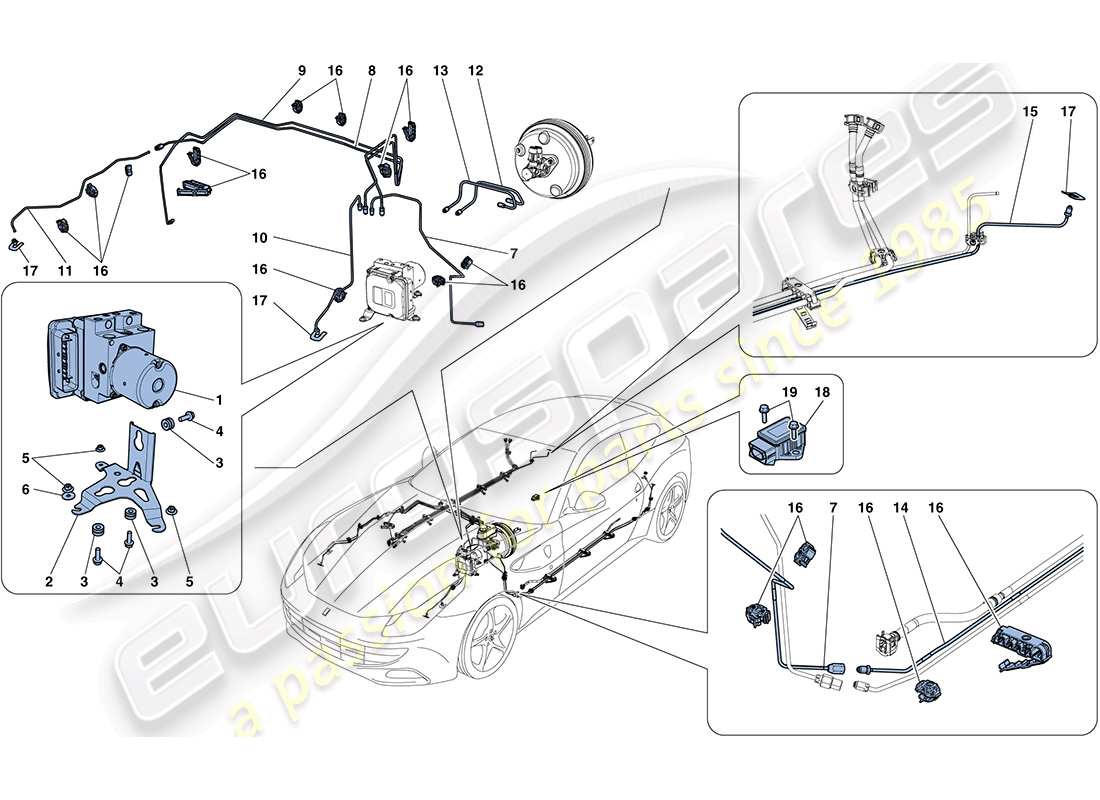 Ferrari FF (RHD) Brake System Part Diagram