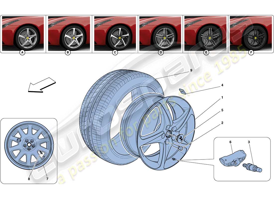 Ferrari FF (RHD) Wheels Part Diagram