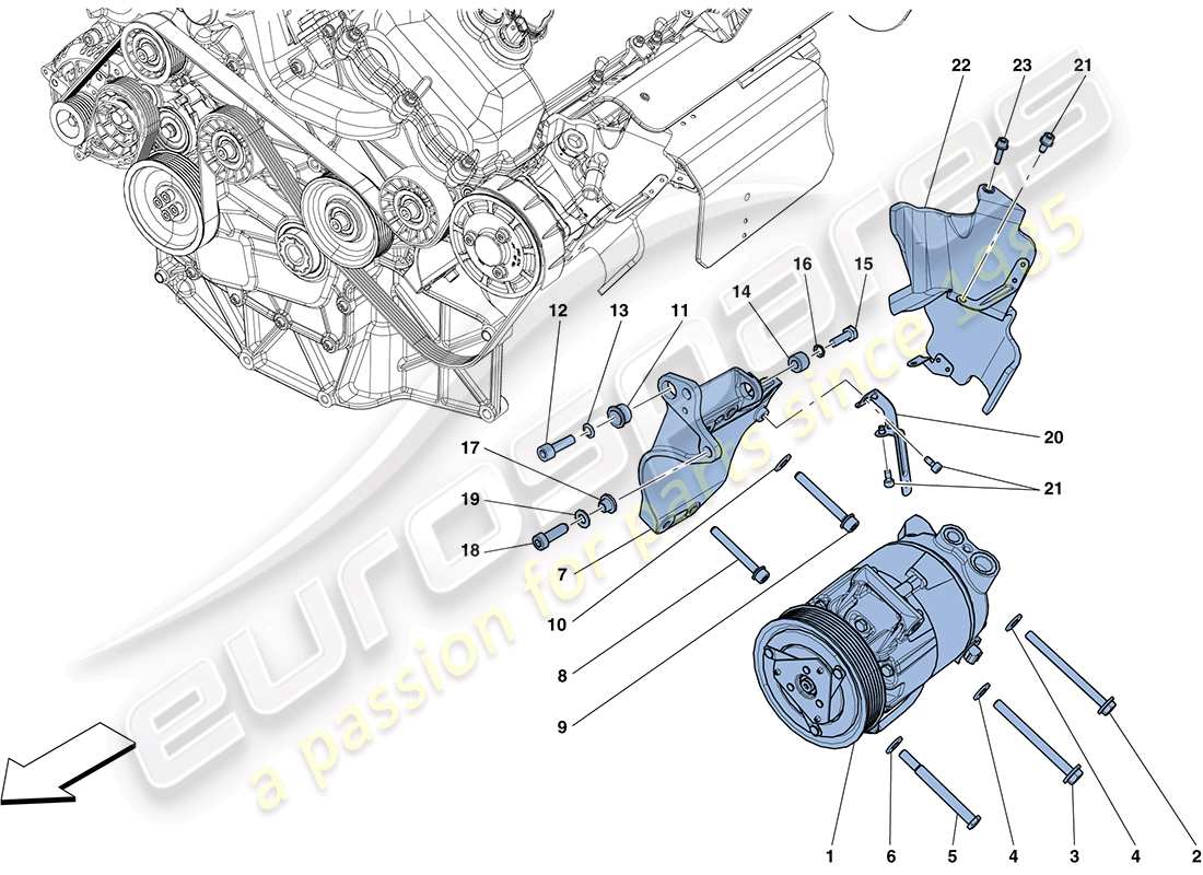 Ferrari FF (RHD) AC SYSTEM COMPRESSOR Part Diagram