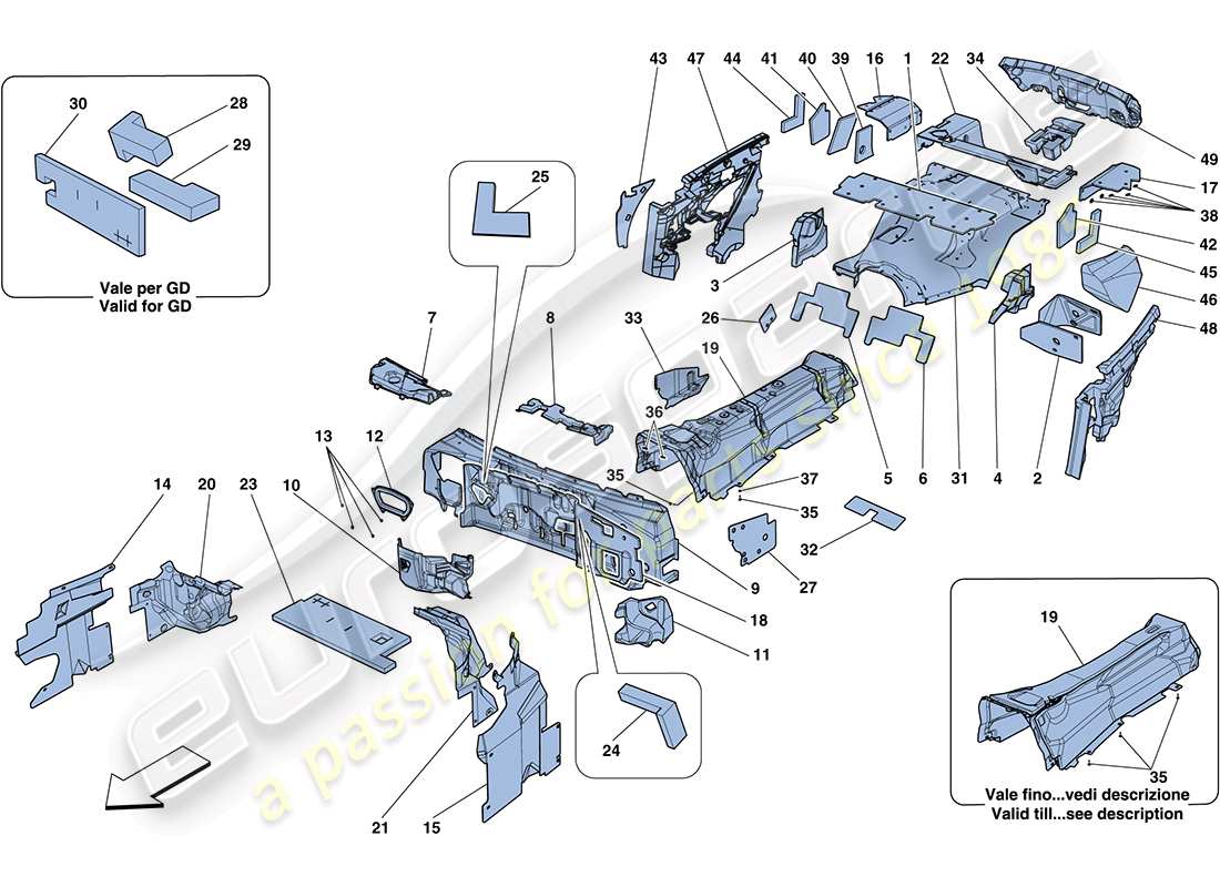 Ferrari FF (RHD) Insulation Part Diagram