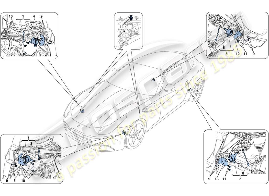 Ferrari FF (RHD) ELECTRONIC MANAGEMENT (SUSPENSION) Part Diagram