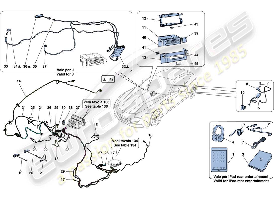Ferrari FF (RHD) INFOTAINMENT SYSTEM Part Diagram