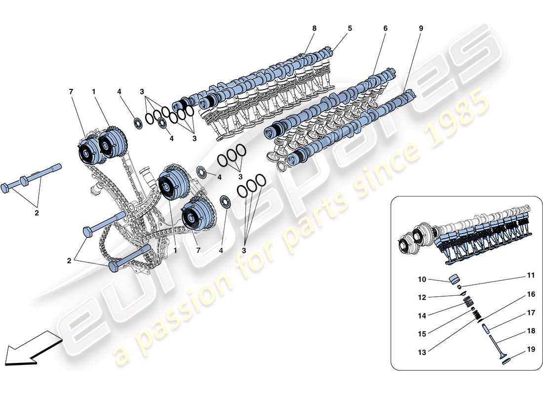 Ferrari FF (USA) timing system - tappets Part Diagram