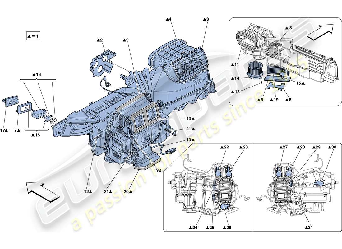 Ferrari FF (USA) EVAPORATOR UNIT Part Diagram