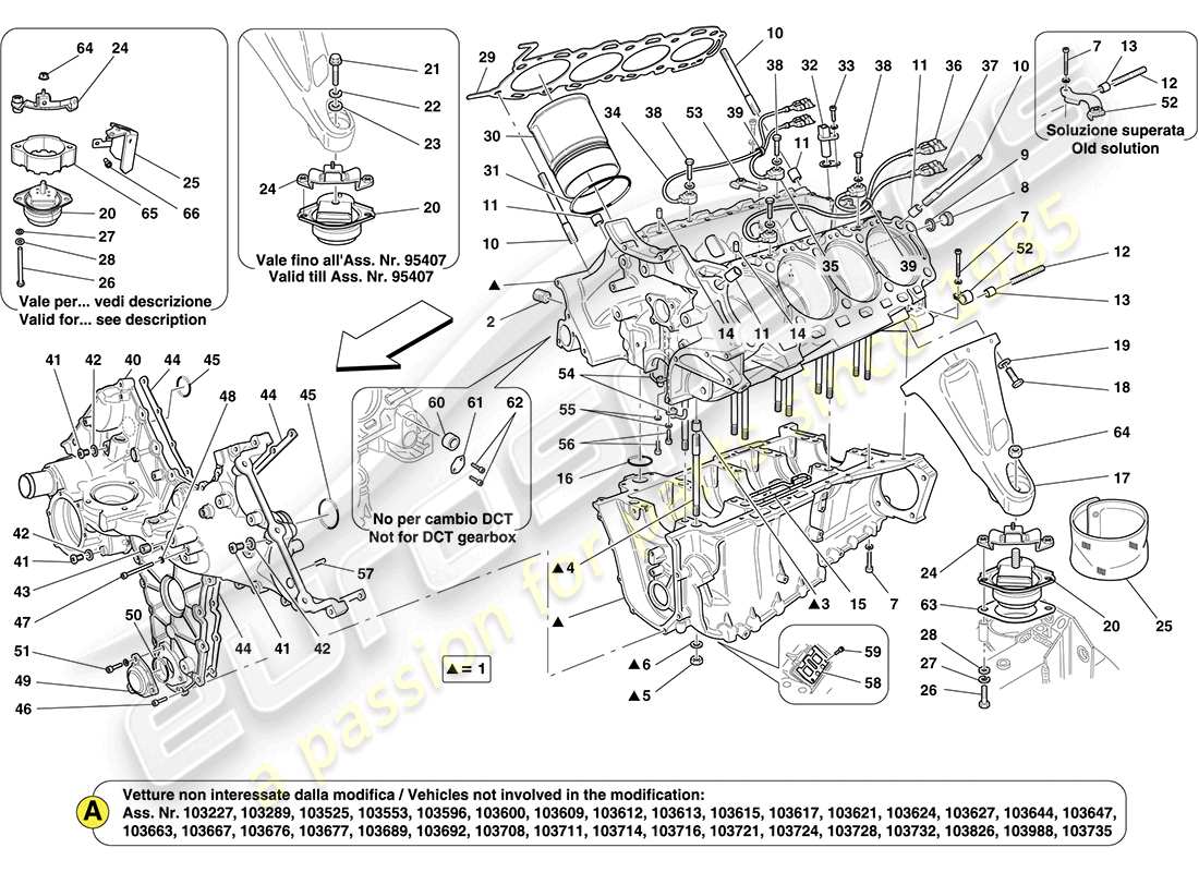Ferrari California (RHD) crankcase Part Diagram