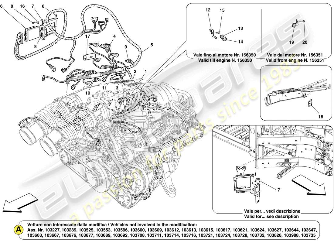 Ferrari California (RHD) RIGHT HAND INJECTION SYSTEM - IGNITION Part Diagram