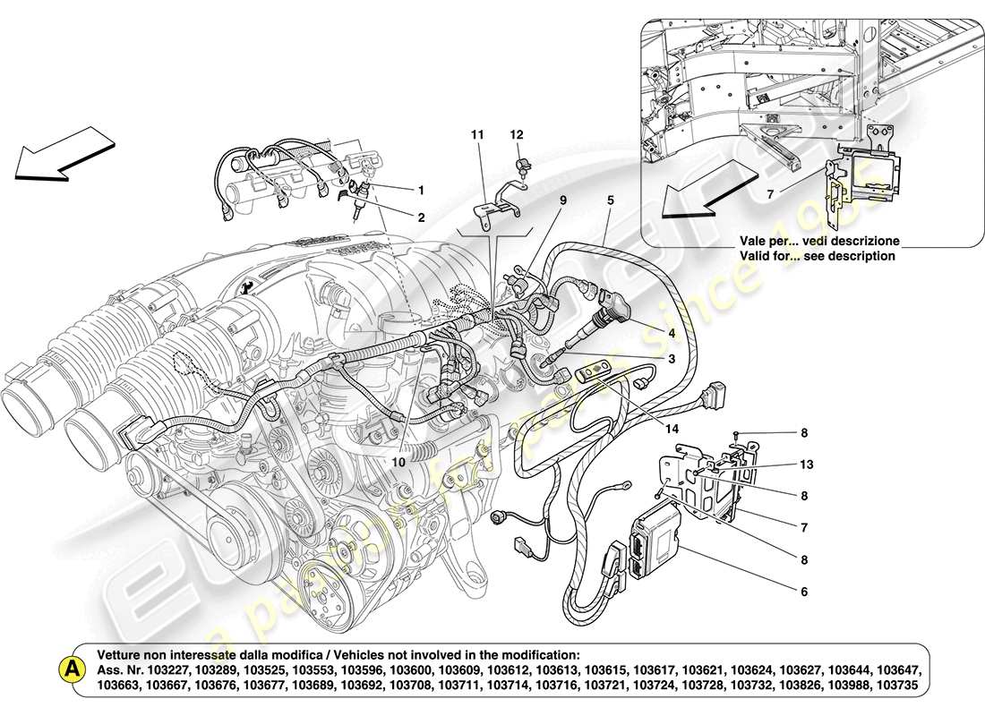 Ferrari California (RHD) LEFT HAND INJECTION SYSTEM - IGNITION Part Diagram