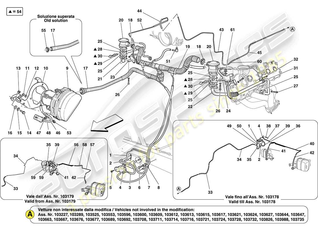Ferrari California (RHD) secondary air system Part Diagram