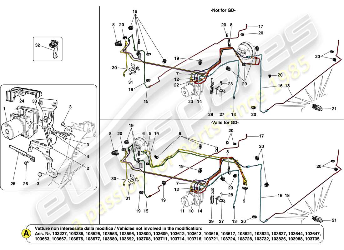 Ferrari California (RHD) Brake System Part Diagram