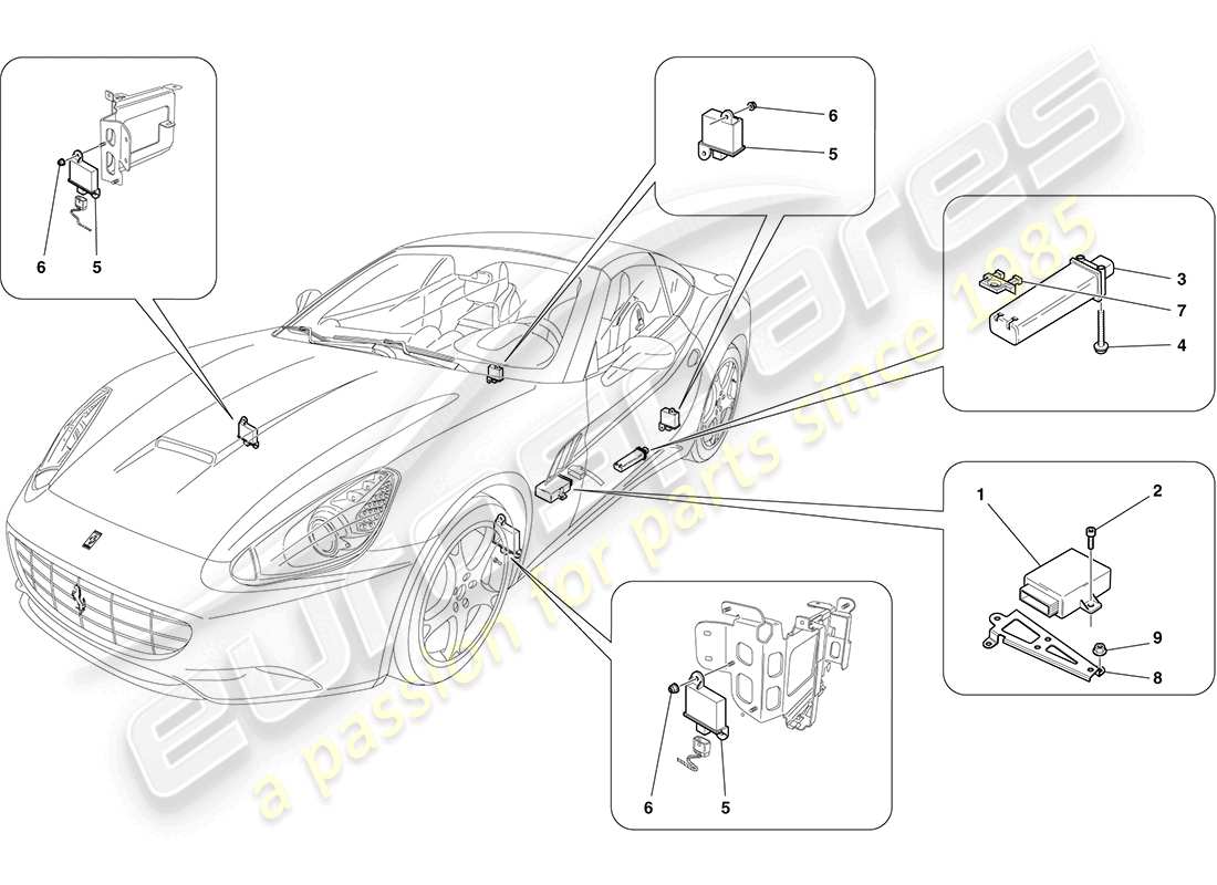 Ferrari California (RHD) TYRE PRESSURE MONITORING SYSTEM Part Diagram
