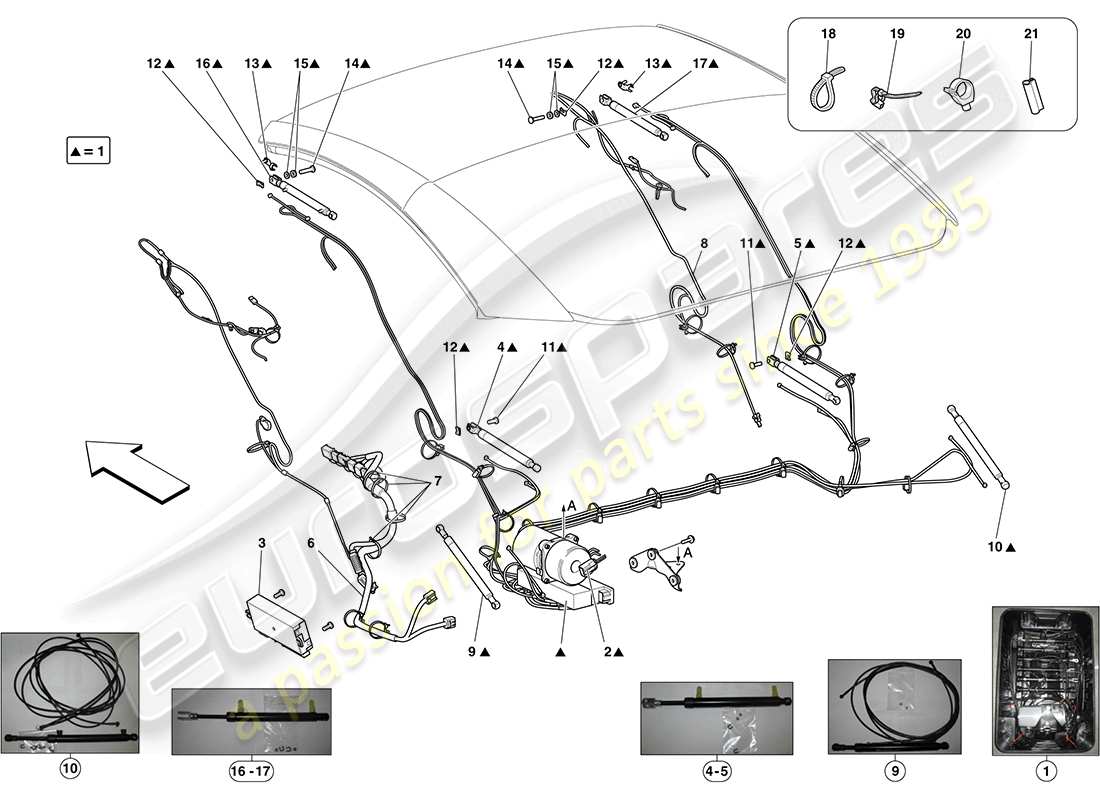 Ferrari California (RHD) ELECTRIC ROOF: HYDRAULICS Part Diagram